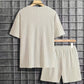 📢📢40% OFF !! ⏰Men’s Summer 2-piece Set - Drop Shoulder T-shirt and Drawstring Shorts