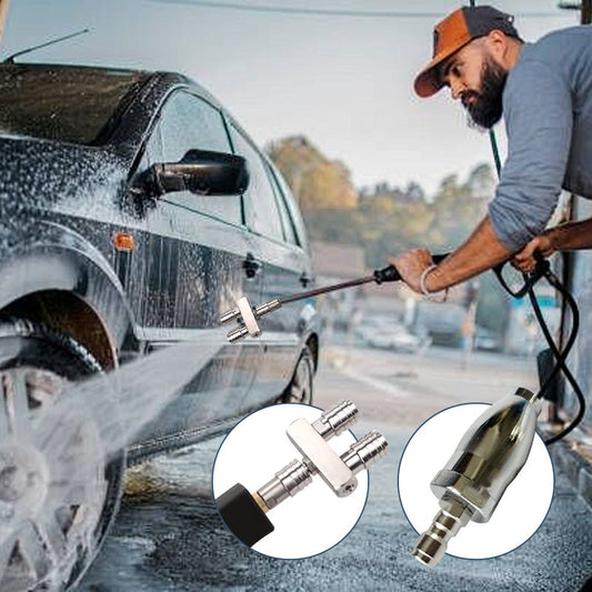 Quick Connect Double Spray Fitting & Rotating Nozzles For High Pressure Washer Gun