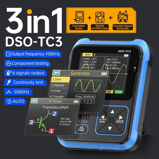 500KHz Handheld 3-in-1 Digital Oscilloscope