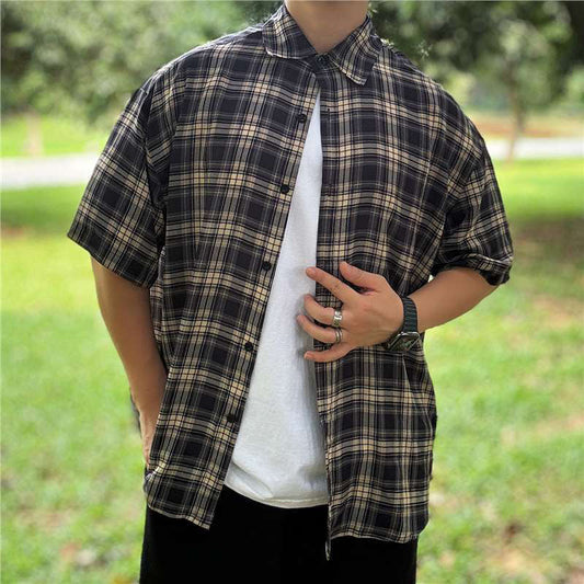 Men's Casual Breathable Button-Down Plaid Shirt