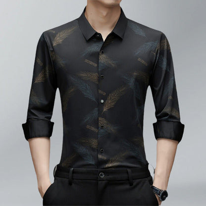 🔥Men's Business Casual Printed Long-Sleeved Shirt