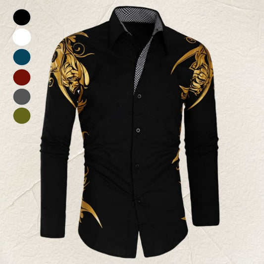 Men's Print Lapel Button Down Shirts