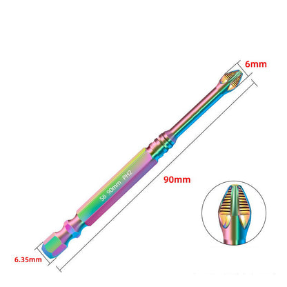 🔧 S6 Color Titanium Impact Screwdriver Bit | Ultra-Hard Magnetic | Anti-Slip Cross Head ✨