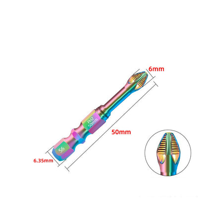🔧 S6 Color Titanium Impact Screwdriver Bit | Ultra-Hard Magnetic | Anti-Slip Cross Head ✨