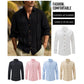 Men's Solid Color Lapel Long Sleeve Shirt