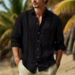 Men's Solid Color Lapel Long Sleeve Shirt