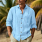 Men's Solid Color Lapel Long Sleeve Shirt