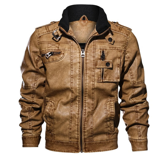 🎅Christmas Pre-sale🎁Men's PU Leather Warm Jacket with Pockets