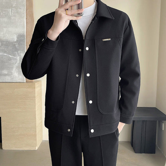 Men's Solid Color Lapel Jacket