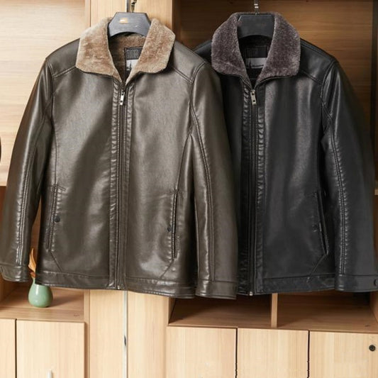 Men's Versatile Padded Lapel PU Leather Jacket