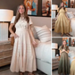 Women's Casual Summer Short-Sleeve V-Neck Long Dresses