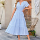 Women's Casual Summer Short-Sleeve V-Neck Long Dresses