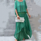 Loose Top & Slit Wide-Leg Pants Chiffon 2-Piece Set
