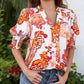 ☀️Floral V-neck Puff Sleeve Blouse For Women🌺