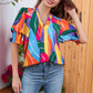 ☀️Floral V-neck Puff Sleeve Blouse For Women🌺