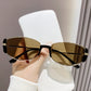 Women's Retro Oval Narrow Frame Sunglasses