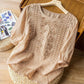 🎉 2026 Sale — Over 32,000 Sold! 💞 Women's Thin Embroidery Breathable Cotton Linen Short Sleeve Crew Neck Shirt