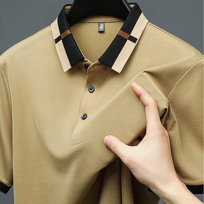 ✨LAST DAY SALE 50% OFF✨Men's Stretch Ice Silk Short Sleeve Lapel T-shirt