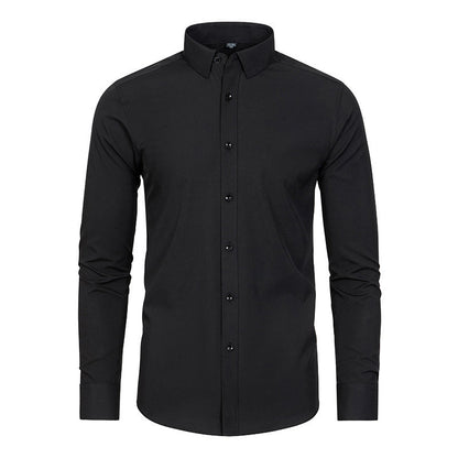 Men's Silky Wrinkle Resistant Solid Color Stretch Shirt