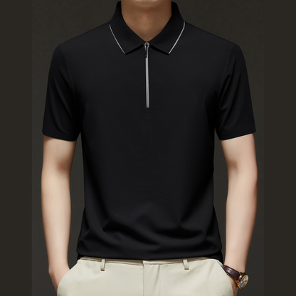 💯Spring Specials🎉Men's Casual Wrinkle Resistant Zipper Lapel Short Sleeve Shirt