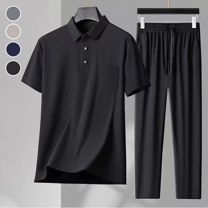 Men's Ice Silk Shirt 2-Piece Set(Free Shipping& Free Tax)