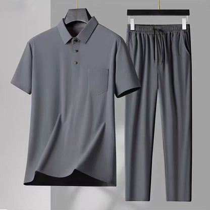 Men's Ice Silk Shirt 2-Piece Set(Free Shipping& Free Tax)