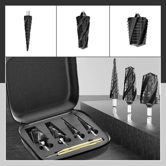 High Hardness Spiral Flute Step Drill Bit Set