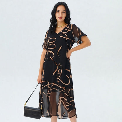 ⏳Limited-time 50% off⏰Flowy V-Neck Printed Long Dress👗