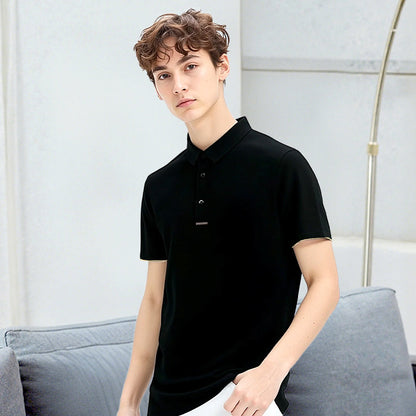 Men’s Business Casual Iron-Free Short Sleeve Lapel T-Shirt