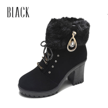 🍁Autumn/Winter Special Offer: 49% Off🍂Women's Plush Zipper Chunky Heel Ankle Boots