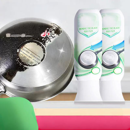 ⏰Burnt Residue Remover Mud Film - Dissolves Stubborn Carbonized Grease in 5 Mins, Non-Toxic & No Scrubbing Needed 🍳📦