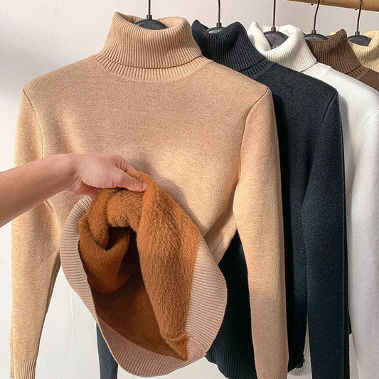 Winter fleece thick knitted bottoming shirt，can be worn by both men and women