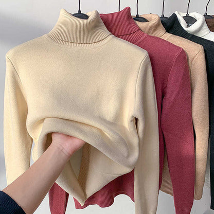 Winter fleece thick knitted bottoming shirt，can be worn by both men and women
