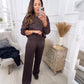 Women's Fashion Comfortable 2-Piece Set - Sweatshirt & Wide-Leg Pants