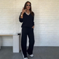 Women's Long Sleeve Lapel Top & Pants Set
