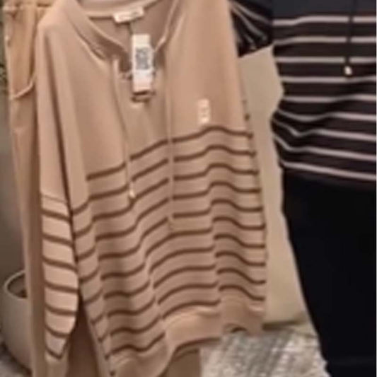 Casual Striped Top & Ankle-Length Pants Set