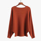 🔥Women's Boat Neck Dolman Sleeve Ribbed Knitted Sweaters🎁
