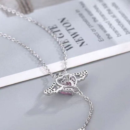 ✨ Pink Angel Wings Necklace – Movable Wing Design 💘