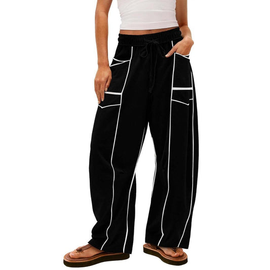 👖 LIMITED-TIME 50% OFF! ✨ Women's Drawstring Wide-Leg Pants – Loose, Color-Block, All-Day Ease 🌿