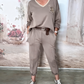 Women's Stylish Casual Solid Color V-Neck Suit