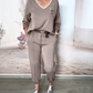 Women's Stylish Casual Solid Color V-Neck Suit