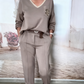 Women's Stylish Casual Solid Color V-Neck Suit