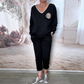 Women's Stylish Casual Solid Color V-Neck Suit