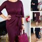 Women's Elegant Knot-Front Slit Midi Dress
