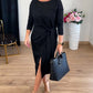 Women's Elegant Knot-Front Slit Midi Dress