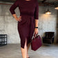 Women's Elegant Knot-Front Slit Midi Dress