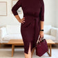 Women's Elegant Knot-Front Slit Midi Dress