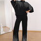 ⏳Limited-time 50% off⏰Women's Rhinestone Half-Zip Top & Loose Pants 2-Piece Set👚👖