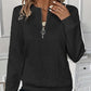 Women's Casual Half Zip Up Jacquard Design Sweatshirt