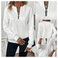 Women's Casual Half Zip Up Jacquard Design Sweatshirt